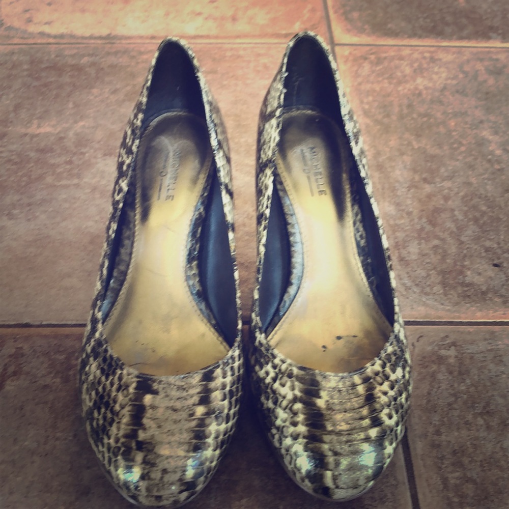 Michelle D faux snake skin heels